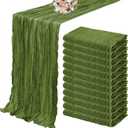 12 Pack Cheesecloth Table Runner 35 x 120 inch Long Boho Cheese Cloth Gauze Table Runners Semi Sheer Table Runner for Wedding Decor, Bridal Shower, Birthday Party (Olive Green)