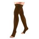 Truform 20-30 mmHg Compression Stockings for Men and Women, Thigh High Length, Dot-Top, Open Toe, Brown, Medium