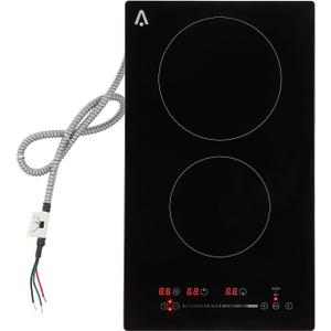 Acekool 2 Burner Electric Cooktop, 12 Inch Countertop & Built-in Electric Stove Top, 240v Electric Ceramic Cooktop with Glass Protection Metal Frame, Over-Temperature Protection, 3000W, Touch Control