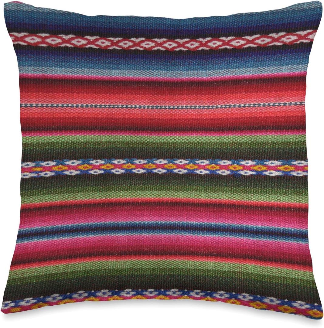 Mexican Baja Blanket - Colorful Fiesta Throw Pillow (16x16)