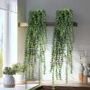 Artificial Hanging Plant 2 Pcs Faux Plant Ivy Vine Faux Eucalyptus Vines Fake Potted Greenery for Wall Living Room Home Shelf Office Bathroom Outdoor Indoor Decor (Type 4)
