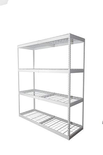 MonsterRax Heavy Duty Garage Shelving - 24" x 72" x 84" - 500 lbs/Shelf - Adjustable 4 Tier Metal Utility Shelves - High Grade Steel Freestanding Storage Rack for Warehouse, Basement - White Finish