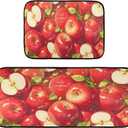 Red Apples Kitchen Rugs Set of 2, Kitchen Floor Mats Bathroom Non Slip Washable Carpet Doormat - 27"x19"+47"x19"