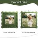 6x6 Picture Frame with Mat for 4x4, Wavy Edge Wooden Real Glass Photo Frame for Tabletop and Wall Hanging, Green, 1 Pack
