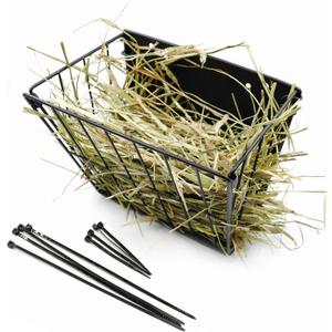 Black Metal Rabbit Foldable Hay Feeder - Hay Rack Holder for Bunny, Rabbit Accessories and Supplies (Black) (Medium)