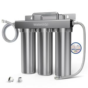 Waterdrop TST-UF 0.01m Ultra-Filtration Under Sink Water Filter, Stainless Steel Water Filter for Sink, 5X Service Life, 99.99% of Contaminants Larger Than 0.01m, Direct Connect to Kitchen Faucet (Mirror)