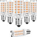 E12 LED Bulb Dimmable, 2700K Soft Warm White, 4W Equivalent 40W Candelabra Light Bulbs, AC120V, 400LM, Non Flicker, T4 E12 Base Light Bulbs for Chandelier, Ceiling Fan Lighting(5 Pack)