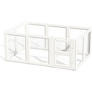 Clear Acrylic Dog Playpen Indoor,Transparent Dog Pen,Easy to Assemble and Clear pet Pen for Puppy Dog, Rabbit and cat,Sturdy and Easy to Clean Plastic pet Fence (White, 30.3" H, 8PCS)