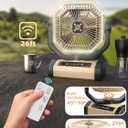 Orteen Camping Fan Rechargeable - 9-Inch Battery Powered Fan, 24000mAh(60Hrs) Battery Operated for Camping, Auto Oscillation Cordless, Tent Fan with Remote/Light, 4 Speeds, 4 Timing, Outdoor