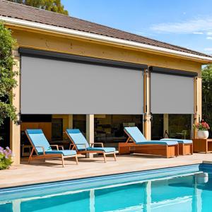 Wisteria Lane Outdoor Roller Shade (10'W X 8'H)420GSM New Material with 95% UV Protection,Cordless Aluminum Outdoor Blinds with Crank Handle and Valance,Patio Shade for Shading,Privacy Protection,Gray