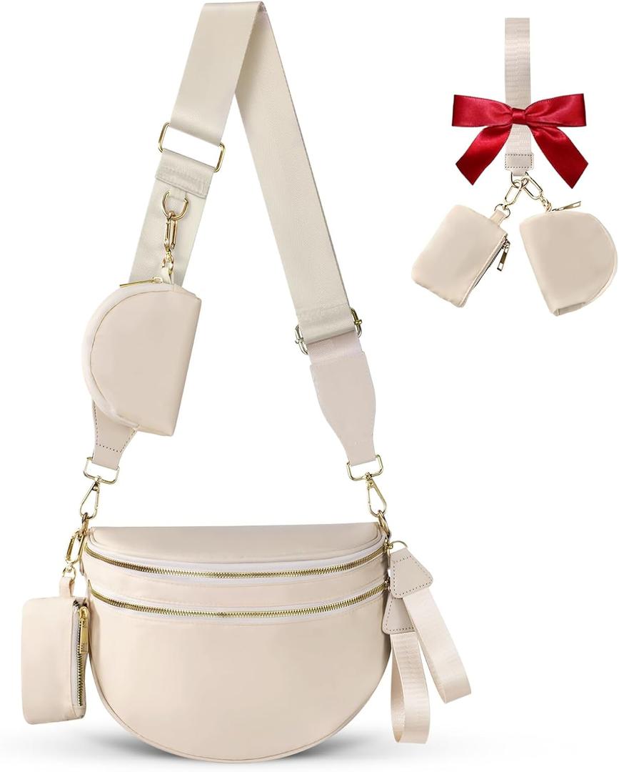 Cross Body Bag for Women Bum Bag Checkered Belt Bags Fanny Packs for Girls Travel Purse Fashion Waist Packs Crossbody Nylon Purse Trendy Shoulder Bags for Womens
