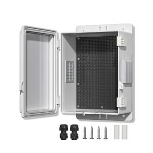 Outdoor Waterproof Electrical Junction Box, ABS Water Resistant Enclosure with Internal Mounting Panel & Hinged Cover (10,4" H* 7.3" L* 5.1" W)