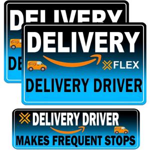 Flex Delivery Driver Car Magnet, 3PCS Frequent Stops Removable Set, Delivery Vehicle Magnet Car Door and Bumper Sign, High Reflective Waterproof Weather-Resistant (Blue)