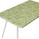 Rectangle Picnic Table Cloth, Elastic Waterproof Fitted Vinyl Tablecloths for 4 Foot Tables, Wipeable Flannel Backed Table Covers for Dining, Camping, Outdoor(Green Leaves,30"x48")