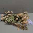 Alupssuc 16PCS Faux Silk Pompon Mums Artificial Flowers with Eucalyptus, Fake Chrysanthemum Floral for DIY Vase Arrangement, Long Stem Dining Table Centerpiece Home Decor, Beige