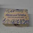 60 Pcs Bridal Shower Wedding Decorations Wooden Advice and Wishes Cards Box for Bridal Shower Party Favors Graduation Wish Cards Card Box(Blue Flower)