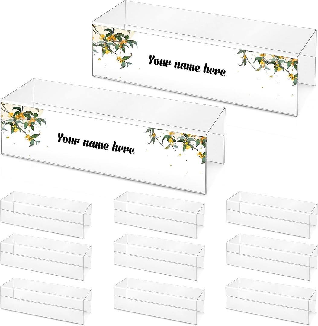 10 Pieces Cubicle Name Plate Holders fits 2.25 Inch Wall Cubicle Name Tags Clear Cubicle Name Plate Sign Bulk Nameplates for Office Home Classroom Library 8.5 x 2.5 x 2.4 Inch