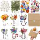 Dunzoom 30 Set DIY Wedding Greeting Cards with Envelopes Wedding Thank You Dried Flowers Pressed Flower Cards Handmade Card Set with Wax Seal 150 Pcs Dried Flowers Notes Gifts for Women Birthday