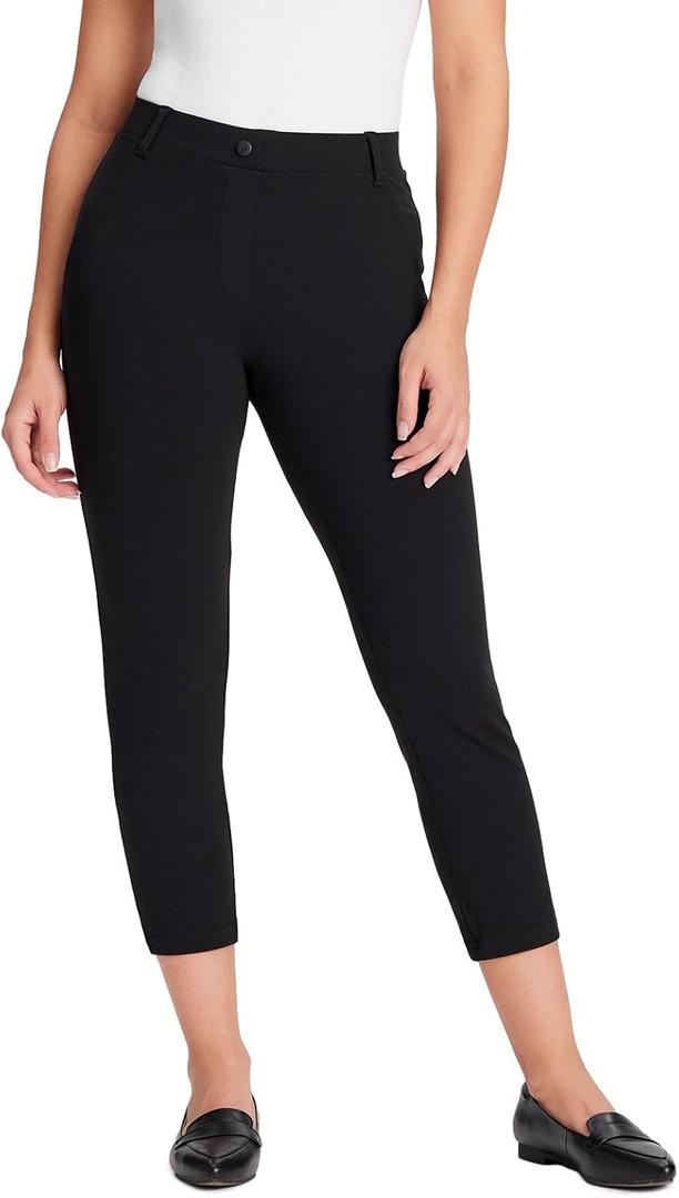 Yogipace, Belt Loops, Women's Cropped Dress Yoga Pants Capri Leggings for Work, 21", Black, Size XS