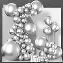 PartyWoo Metallic Silver Balloons 100 pcs Different Sizes Pack of 36 18 12 10 5 Inch Chrome Silver Balloon Arch Kit Garland for Graduation New Year Wedding Birthday Party Decorations Silver-G102