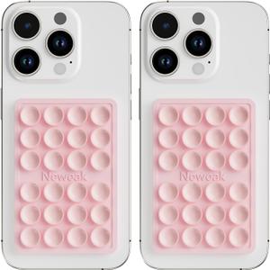 4 x 2 Pack Silicone Suction Phone Case Adhesive Mount, Silicone Sticky Holder for iPhone and Android, Hands-Free Grip for Selfies & TikTok, Gift for Women (Light Pink)