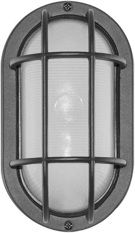Euri Lighting EOL-WL13BK-2050e Aluminum Housing, Bulkhead Outdoor Integrated LED Wall Light, Wet Rated, 6.2 Watts, 434 Lumens, 5000K Cool White, Energy Star