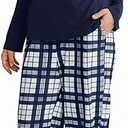 FLYCURVY Women's Pajama Sets 2 Piece Long Sleeve Sleepwear Soft Pj Set Loungewear Plaid Pjs with Pockets, Smal