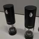 Electric Salt and Pepper Grinder Set with Rechargeable Base - Automatic Refillable Electric Salt and Pepper Shakers with Large Capacity, LED Light & Adjustable Coarseness, Black