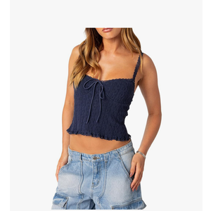 RUEWEY Women Lace Trim Camisole Spaghetti Strap Tank Tops Sleeveless Cami Shirt Summer Going Out Top Size S