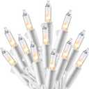 JOIEDOMI Christmas String Lights Indoor,100 Count Mini Warm Fairy Light,21.5FT Lighting Decor for Patio Dorm Classroom Bedroom Holiday Wedding Party Garland Birthday Festival Valentines Day,White Wire