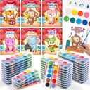 Valentines Day Cards for Kids School - 24 Packs Watercolor Paint Sets in 12 Colors, Valentines Day Gifts for Kids, Painting Bulk for Valentine Party Favors, Classroom Exchange Prize for Boys Girls