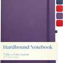 Eccolo Hardbound Writing Journal, Cool Jazz, 192 Pages of Cream Lined Paper with Elastic Band Closure, Lay Flat Design, Interior Gusset Pocket and Double Bookmarks (Eggplant, 7.25-x-9.6 Inches)