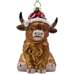 Cute Highland Cow Glass Blown Ornament for Christmas Tree
