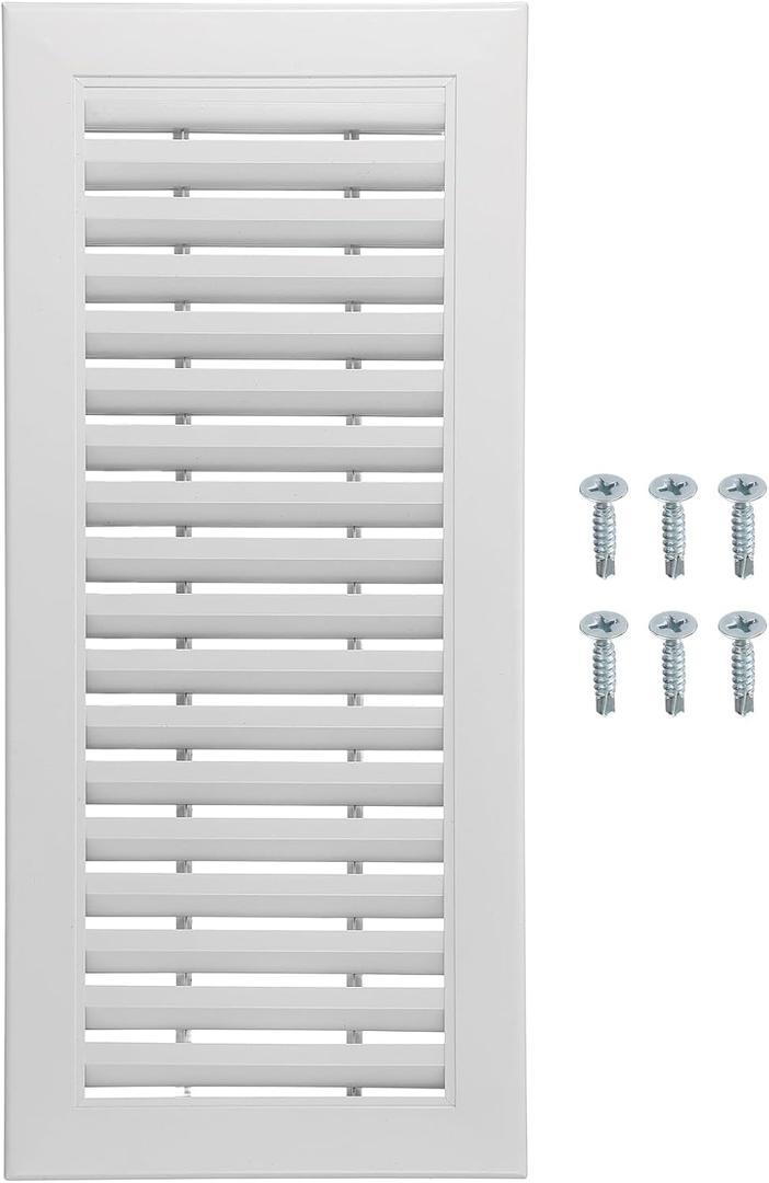 Aluminum Air Vent Cover (18" x 8") - Rectangle Ventilation Grille Louvered Ventilation Cover for Cabinet Closet Door Wardrobe HVAC Vent (Ducting Openings: 15.6" x 5.7"),White