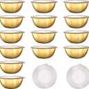 14 Pack 6.69 inches Gold Mixing Bowls with 16 Pcs Airtight Lids Stackable Stainless Steel Soup Bowls Versatile Mixing Bowls Metal Fruit Salad Bowls Round Serving Bowl for Kitchen Cooking Supplies