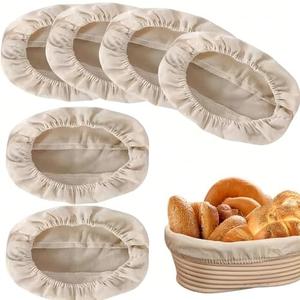 Pack of 5, JZSMY 6Pack 10inch Oval Bread Proofing Basket Cloth, Liner Sourdough Banneton Proofing Baskets Cloth, Natural Rattan Baking Dough Sourdough Banneton Proofing Basket Cloth Liner