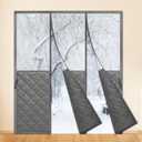 Magnetic Thermal Insulated Door Curtain with Visible Windows for 72" x 80" Doors, Thicken Made of Oxford and Cotton Insulated Curtain for Winter Sliding, Patio and French Doors