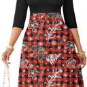 Nmoder Casual Dresses for Women Semi Formal Fit and Flare 3/4 Sleeve A-line Church Work Dress with Pockets (M)