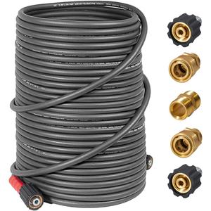 YAMATIC Super Flexible Pressure Washer Hose 100FT for Power Washer Replacement, Kink Resistant Extension With Leak-Free M22 Female & 3/8" Quick Connect Adapters, 1/4" 3200 PSI, Grey (Gray)