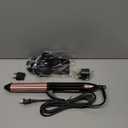 2 in 1 Curler and Straightener Travel Dual Voltage Curling Iron 1.25 Inch Normal Size Hair Curler Ceramic with EU/UK Plug Adapter for Travel Curling Wand Adjustable Temperature and Anti-Tangle (Blackpink)