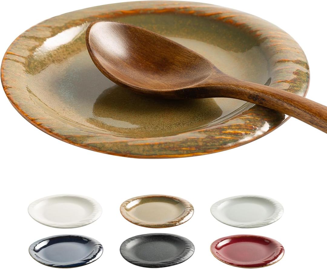 Ceremic Spoon Rest for Kitchen Counter, Spoon Holder for Stove Top, Coffee Spoon Rest, Cooking Utensil Rest for Ladles, Spatula, Spoons or Tongs, Kitchen Decor, Housewarming Gifts, 1 pack (brown)