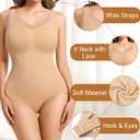 V Neck Shapewear for Women Tummy Control, Seamless Bodysuit with Lace, Comfort All Day Wear Under Dresses (S)