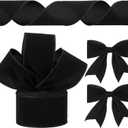 Chuangdi 1 Roll 2.5 Inch, 30 Yard Christmas Velvet Ribbon Vintage Black Wide Ribbons for Gift Wrapping Christmas Tree Ornaments Xmas Party Decoration Wreath Crafts Bow Making