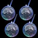 4 Pcs Disco Ball Cup with Lid and Straw LED Light up Disco Flash Ball Cocktail Cups Silver Spherical Cup Wine Drinking Tea Syrup Bottle for Party Nightclub Bar