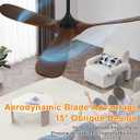 60" Wood Ceiling Fan no Light, Smart Ceiling Fans without Lights with Alexa Google App, Indoor Outdoor Ceiling Fan no Light for Bedroom Porch Modern Propeller 3 Blade High CFM Motor,Red Walnut