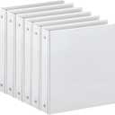 3 Ring Binder with 2 Pockets, Clear Customizable View Binders for US Letter Size 8.5'' x 11'', PVC Free, 1'' Binder for Office, Home, and School, White, 6 Pack