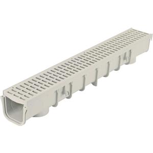 NDS 5” Pro Series Deep Profile Channel Drain Kit With HDPE Plastic Grates and End Caps, Trench & Channel Drainage For Driveway, Patio, Pool Deck, Courtyard, 5.5” x 39.4”, Gray