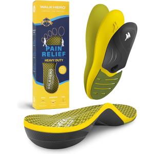 WalkHero Heavy Duty Arch Support Inserts,220+ lbs Plantar Fasciitis Insoles for Men Women, Pain Relief Orthotic Insert for Flat Feet, Standing All Day or Daily Walking Mens 11-11.5 | Womens 13-13.5