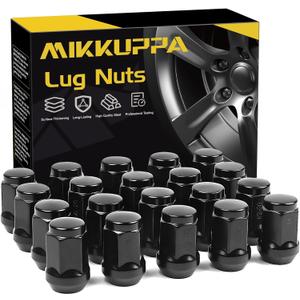 MIKKUPPA 1/2-20 Lug Nuts - Replacement for 1987-2018 Jeep Wrangler JK, 2002-2012 Jeep Liberty, 1993-2010 Jeep Grand Cherokee Aftermarket Wheel - 20pcs Black Closed End Solid Lug Nuts (1.38" long)