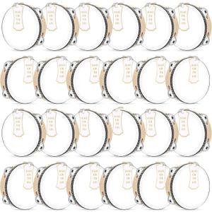 24 Set 6 Inch Tambourine for Adults Wooden Hand Held Drum with Metal Jingles, Gift Tags, White I Love You Printed Ribbon Percussion Gift Musical Instrument for Church Wedding Party Favor(black)